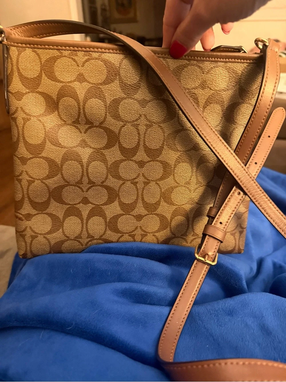 Coach F29210 Signature File Crossbody Khaki PVC Leather *wristlet strap included